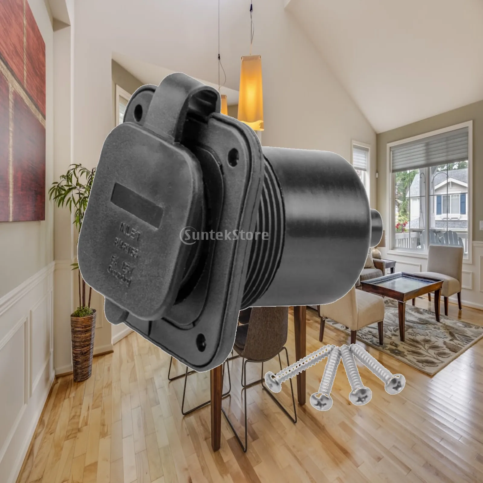 AC Power Inlet with Hinged Guard for Dustproof Panel Mount Connector