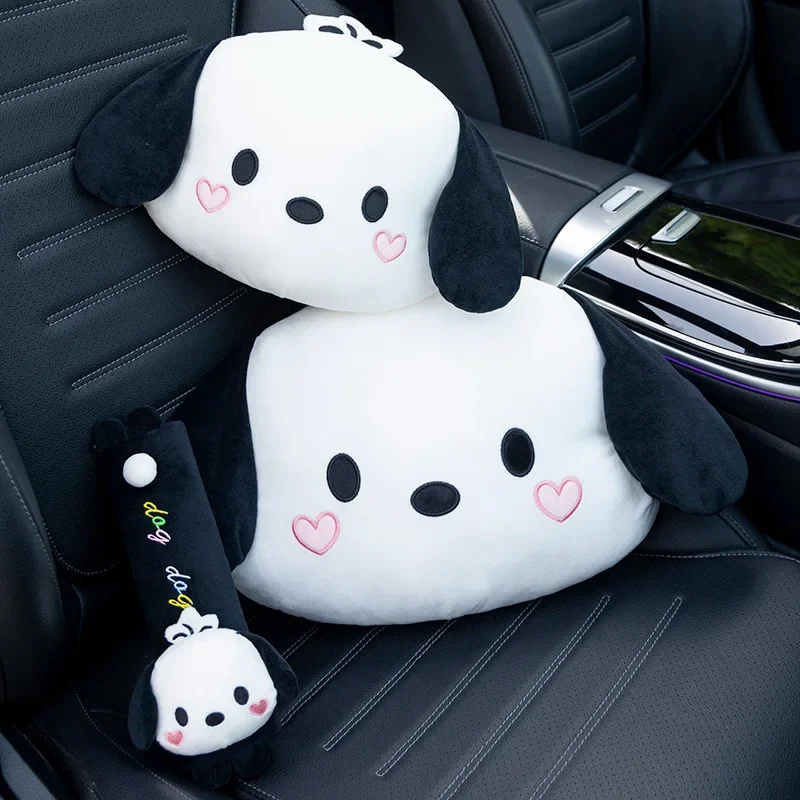 

Pochacco Cute Headrest Back Cushion Seat Belt Cover Tissue Box Cover Car Seat Computer Chair Japanese Style Plush Toy Pillow