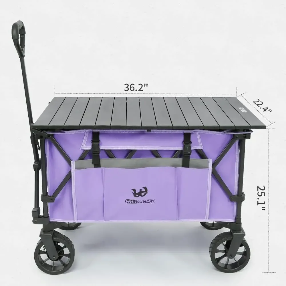 Carry Cart Heavy Duty Compact Folding Collapsible Utility Camping Park Beach Wagon Cart with Aluminum Table Plate