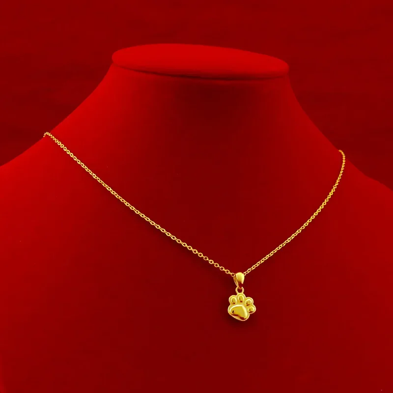 9999 Real Gold 24K Japanese and Korean student cute cat claw necklace women's claw gold necklace