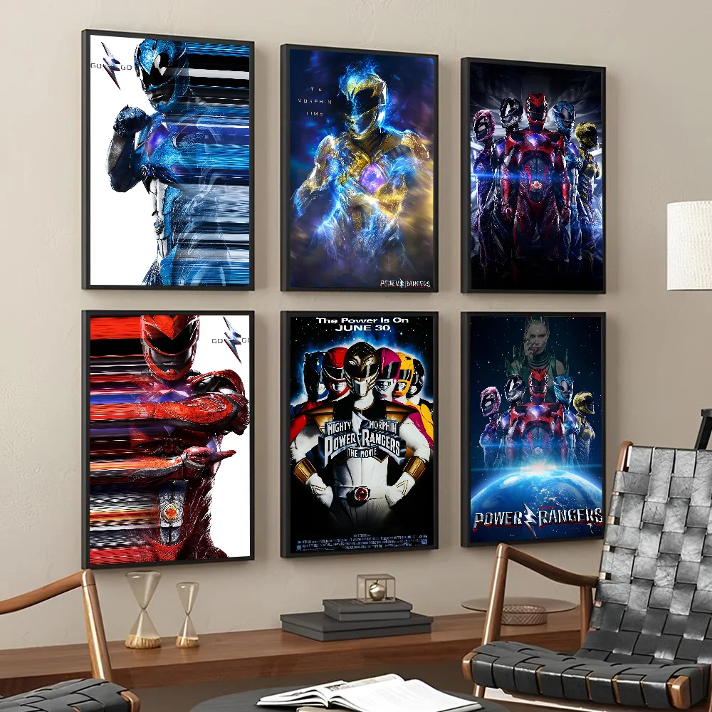 Anime P-Power R-Rangers Poster Self-adhesive Art Waterproof Paper Sticker Coffee House Bar Room Wall Decor