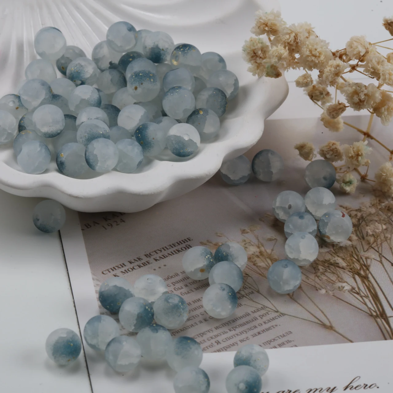 8 مللي متر 15 قطعة جولة متجمد رش خرز ذهبي الزجاج الملون الخرز فضفاض خرزة مباعدة لصنع المجوهرات قلادة سوار DIY بها بنفسك #3