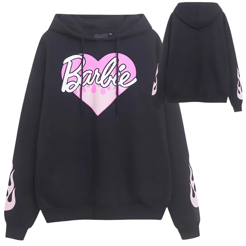 Nova barbie chama amor anime primavera outono moletom com capuz kawaii feminino plus size casual topo meninas casual mangas compridas pulôver