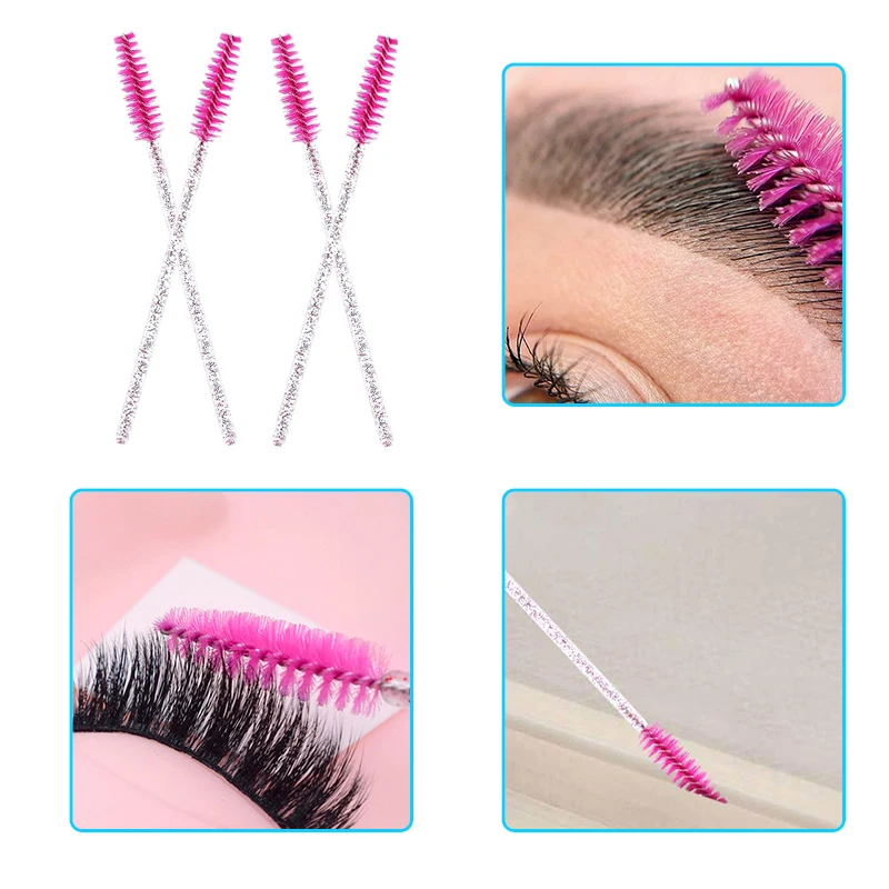 50 stuks wegwerp wimperborstel zachte kop kristal wenkbrauwborstel wimperverlengingsborstel mascara toverstaf make-up tool