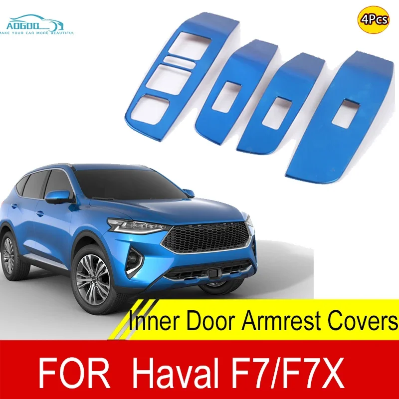 

For Haval F7 F7x 2020 2021 2022 Stainless Steel Inner Door Armrest Window Switch Cover Decoration Control Panel Auto Accessories