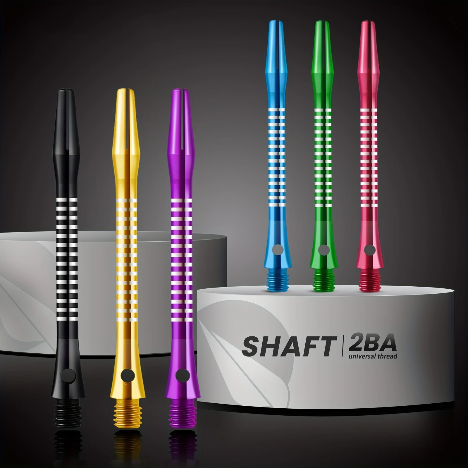 Set of Six Aluminum Alloy Dart Shafts, Total Length 51mm, Standard 2Ba Thread, with Rubber Rings, Professional Dart Accessories view 5