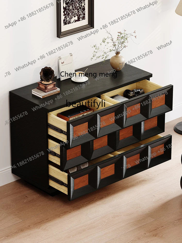 Retro Style Solid Wood Chest of Drawers Mid-Ancient Drawer Storage Sideboard Cabinet Designer Model