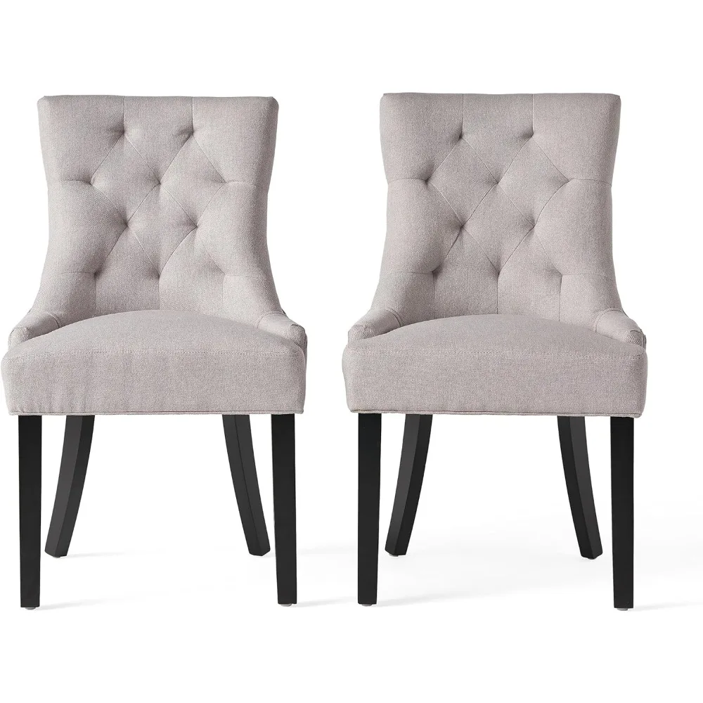 Hayden Fabric Dining Chairs, 2-Pcs Set,Polyester, Light Grey