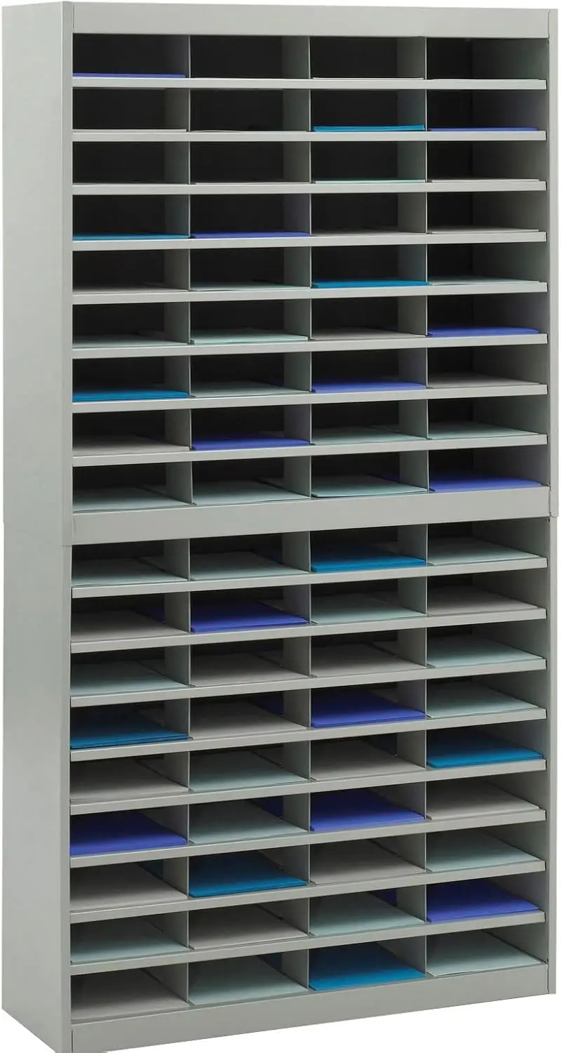 

E-Z Stor Paper Organizer, Mailbox With 72 Letter-Size Compartments, File/Magazine Holder, Durable Steel Construction, Gray