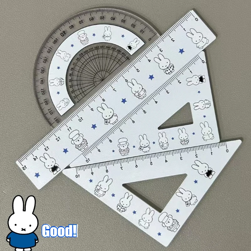 Neues Miffys Schreibwaren-Set, Dreiecklineal, Winkelmesser, Anime-Cartoon-Mathematikwerkzeuge, Schüler-Schulbedarf, Geschenk