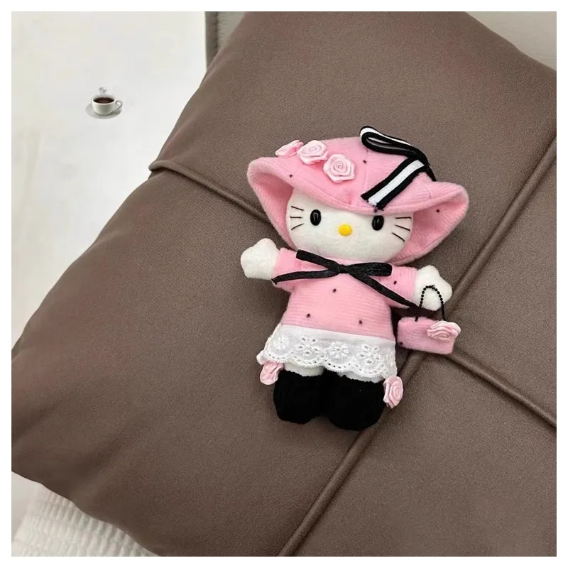 Anime Cartoon Pink Top Hat Hellokittys Plush Toy Bag Decoration Pendant Kawaii Plushie Doll Key Chain Children's Birthday Gift