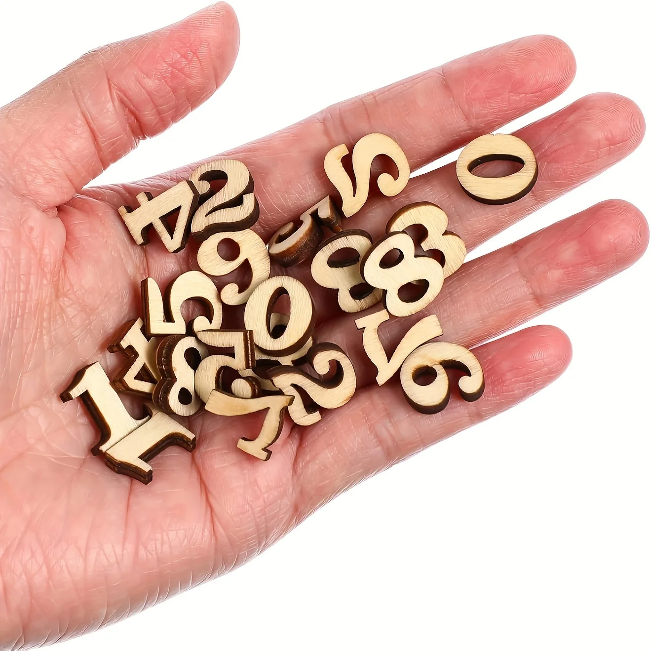 100 Pcs Wooden Numbers Blank  Unpainted Wooden Numbers Mini Blank Wood Numbers for Scrapbooking