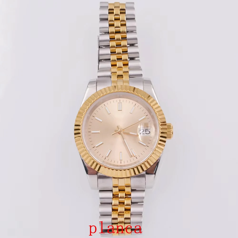 Orologio da uomo 36mm/39mm NH35 automatico quadrante in oro rosa vetro zaffiro 100m impermeabile