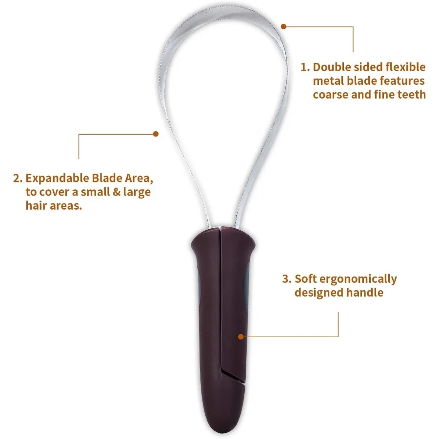 Двустороннее лезвие с лезвием из нержавеющей стали для всех типов пальто для собак. Мягкая на ощупь конструкция, идеально подходит для ежедневного ухода и ухода.