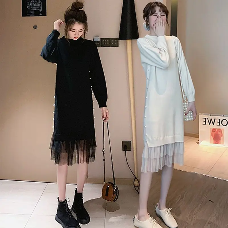 

Casual Women Knitted Maxi Dress Female Elegant Ribbed Long Sleeve Bodycon Lady Mesh Print Fashion Streetwear es G578