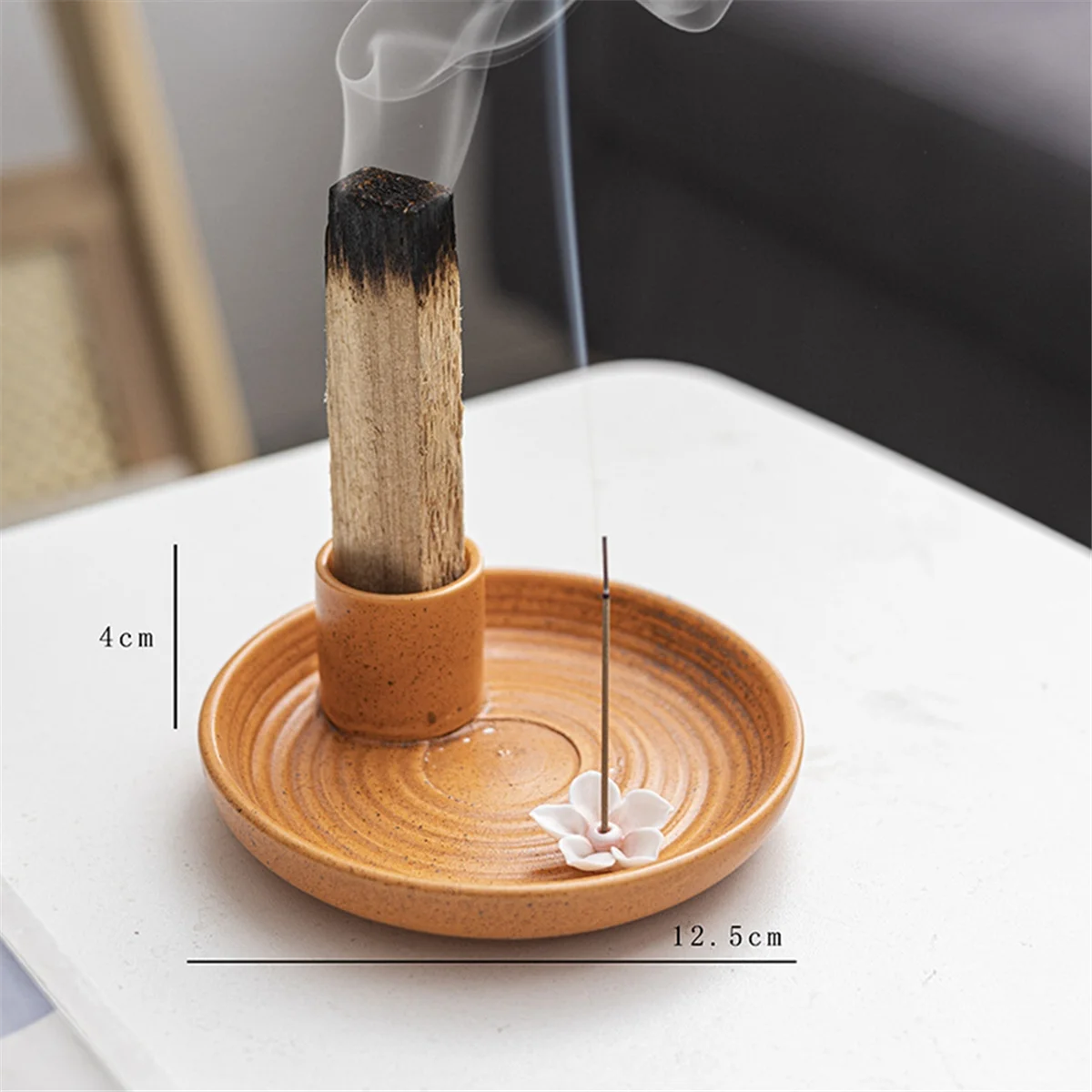 Orange Icense Holder,Ceramic Incense Holder,Scent Wood Stand, Simple,Modern Terracotta Incense Burner Sage Holder