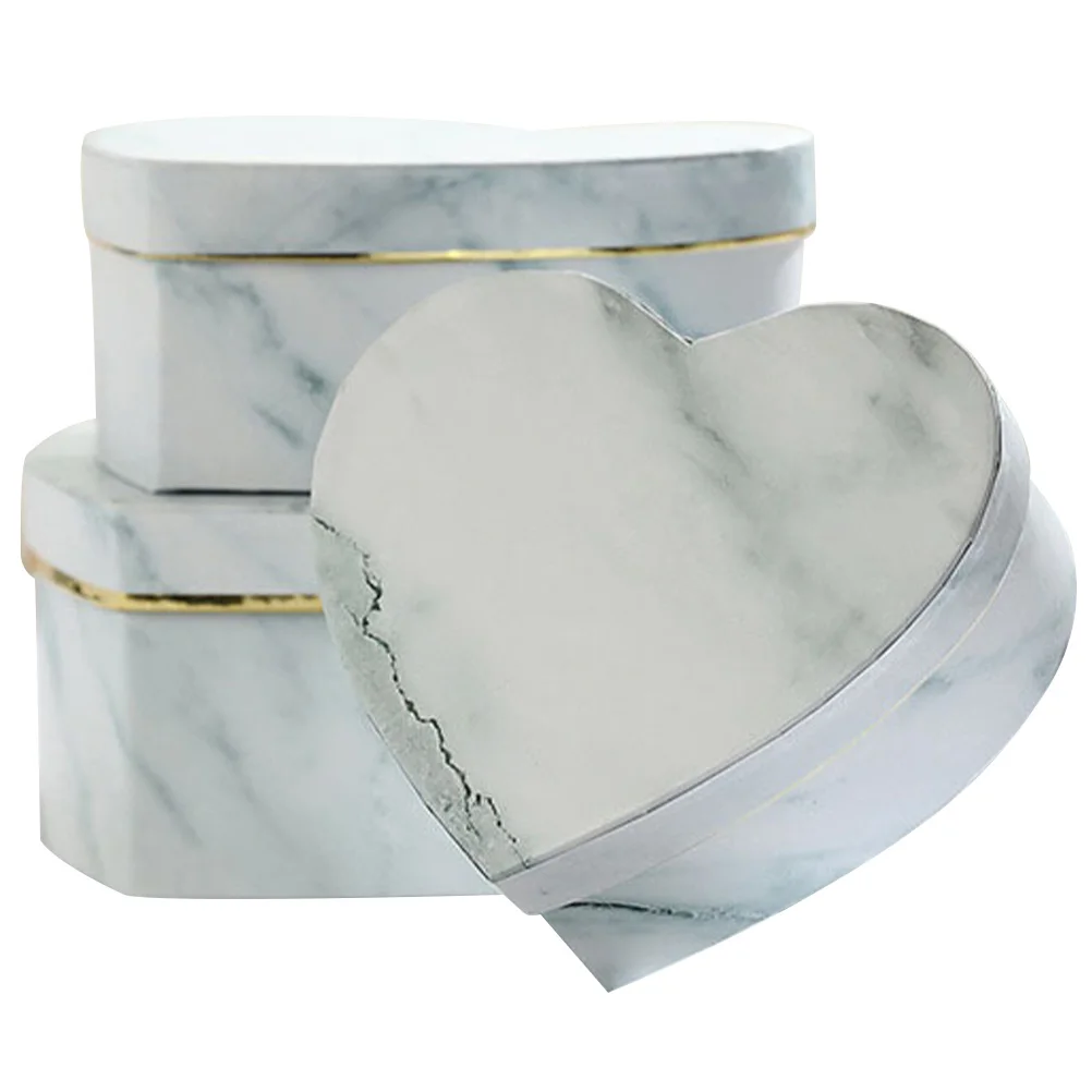 

3pcs Shaped Gift Boxes Marble Golden Party Favor Boxes Edge Valentine Candy Chocolate Jewelry Flower Box Arrangement