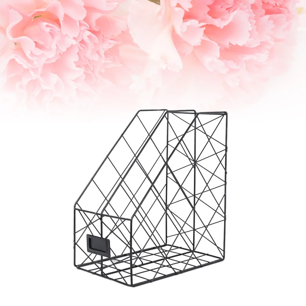 

Black Nordic Office Desktop Organizer Iron Document Storage Rack Hollow Book Holder Magazine File Holder Letter Organizer