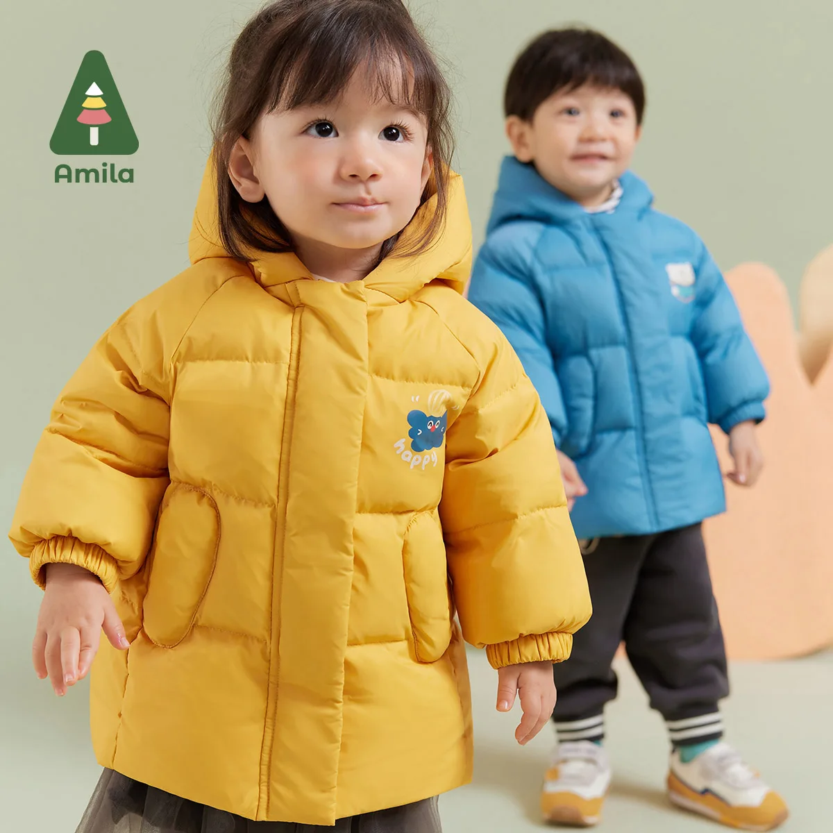 Amila Baby Children Down Jacket 2024 Winter New Multicolour Hooded Soft Cosy Warm Toddler Down Winter Coat  Baby Clothing