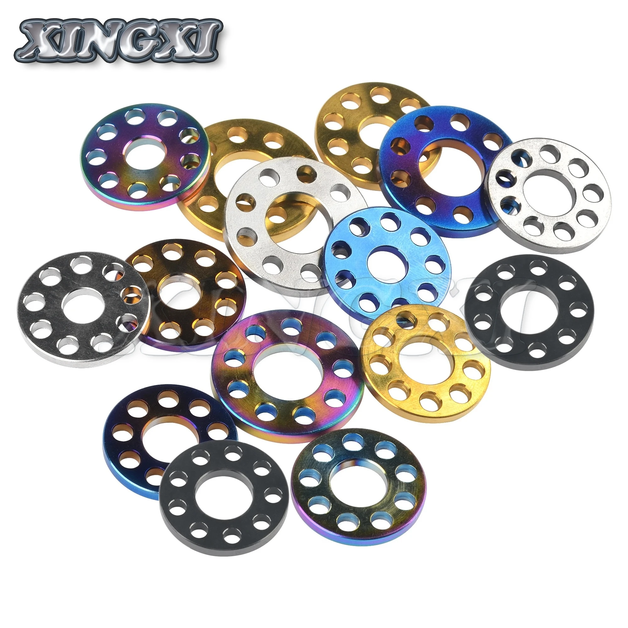 Xingxi 10Pcs Ti M6 M8 M10 Titanium Drilled Bolt Spacer Washer For Motorcycle Modification 9 Holes Washers