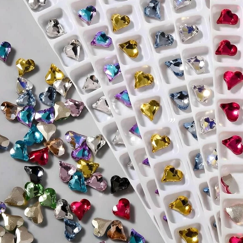 

30PCS 3D Crystal Nail Art Lopsided Love Heart Rhinestone Accessories Gem Parts For Nails Decoration Manicure Supplies Material