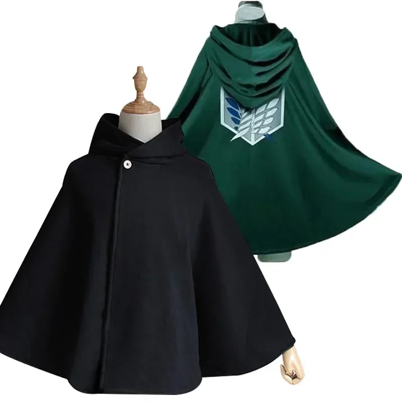 

Anime Attack on Titan Levi Ackerman The Scouting Legion Wings of Liberty Cosplay Green Black Cloak no Kyojin Hooded Cape