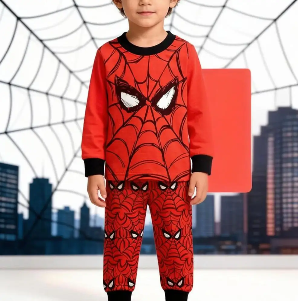 Conjunto de Pijama de Manga Larga para Niño, Diseño de Spiderman, Peter Parker, Batman, Bruce Wayne, Algodón Puro, Ropa de Dormir Infantil, Regalo
