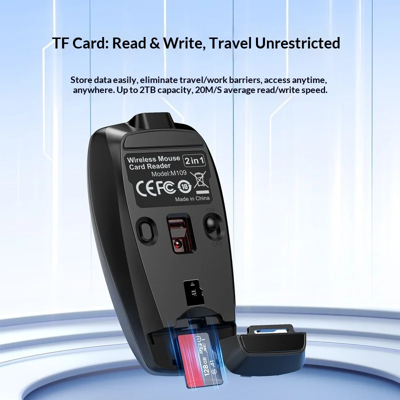 Generic 2 In 1 Silent Mini Bluetooth Mouse Rechargeable Tf Card Reader Portable Mice For Business Travel Office Multi Color Gift