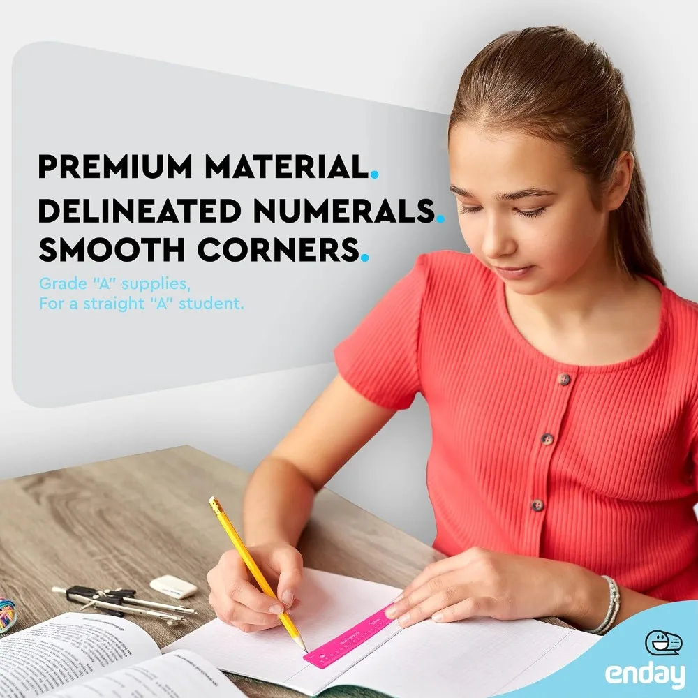 6 Pack Flexible Shatterproof Rulers, 12 Inch (30 cm) - Assorted Colors for School, Home, Office