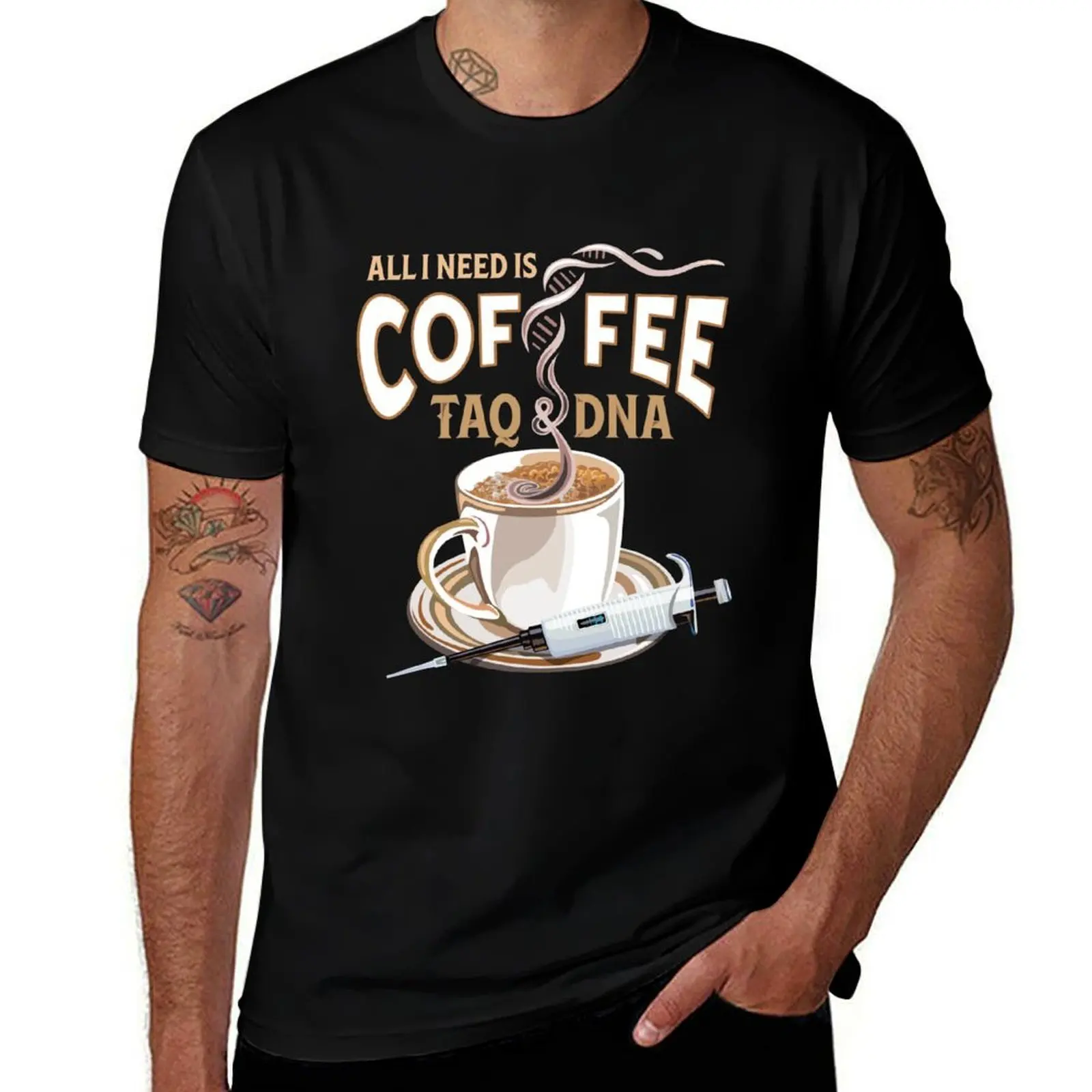 Футболка для бега с принтом PCR Design for Scientists - All I Need is Coffee Taq and DNA, легкая, для бега