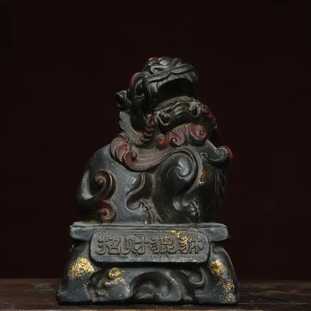 5 Old Collection Treasures, Copper Tuojin [Lucky Pixiu] 16 cm high, 12 cm thick and weighs 1.kg