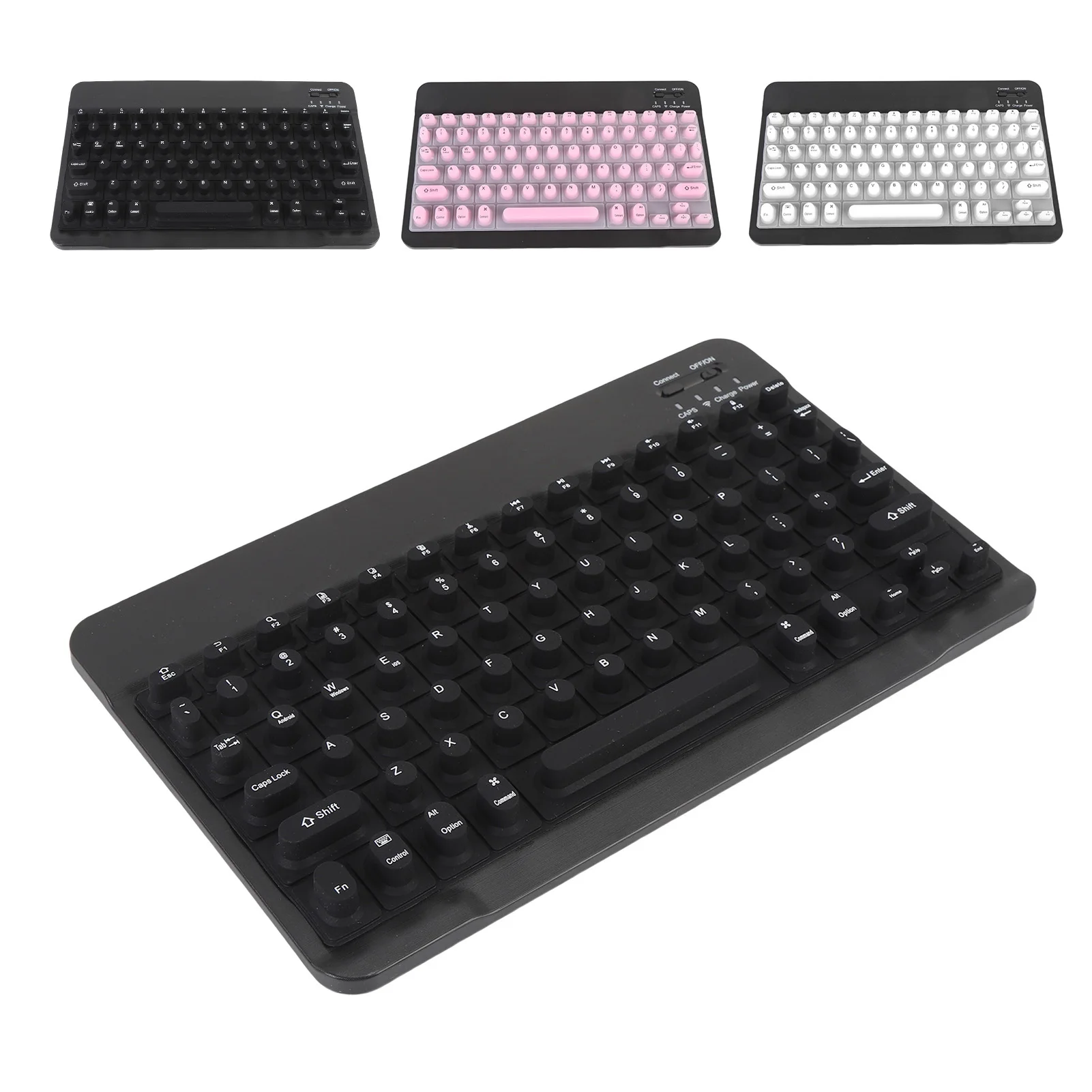 

Rechargeable Keyboard Wireless Bluetooth Keyboard with Silicone Raised Protective Cover Slim Quiet Keyboard for Long Nail Women