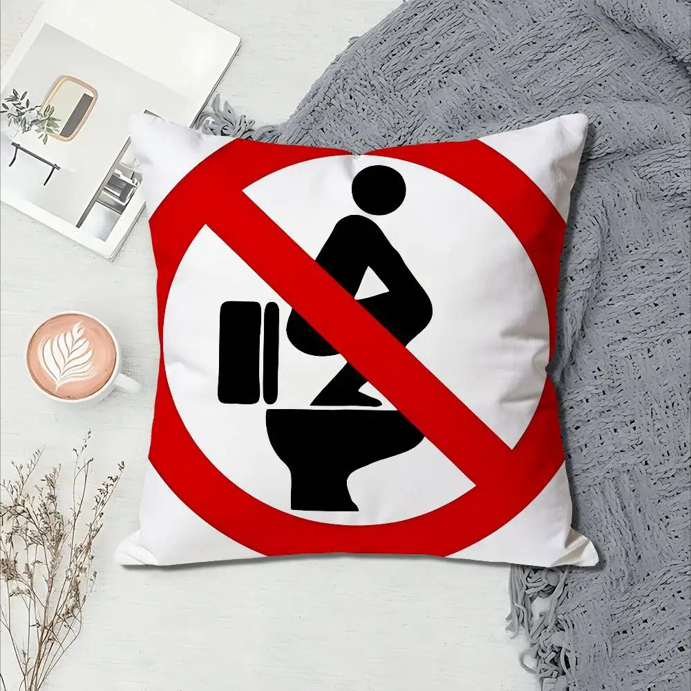 Warning Icon Danger Banning Pillow Cases for Bedroom Living Room Sofa Home Decor Polyester Cushion Cover with Zipper