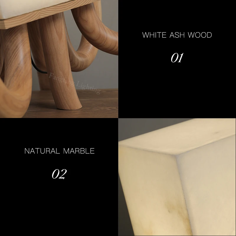 Octopus Shaped Wood+Marble Table Lamps With Touch Control Indoor Decor LED Lighting Bedroom Living Room Bedside Study Desk Lamp