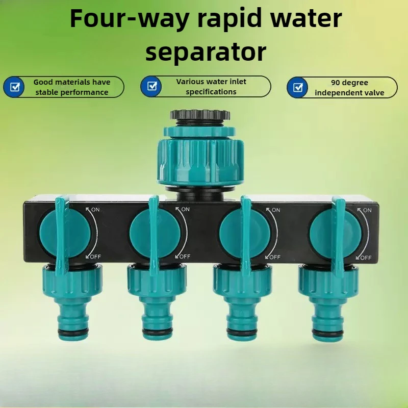 4-Way Water Splitters 1' 3/4' 1/2' Thread European Standard Thread Garden Irrigation Watering Connector Fittings Valve