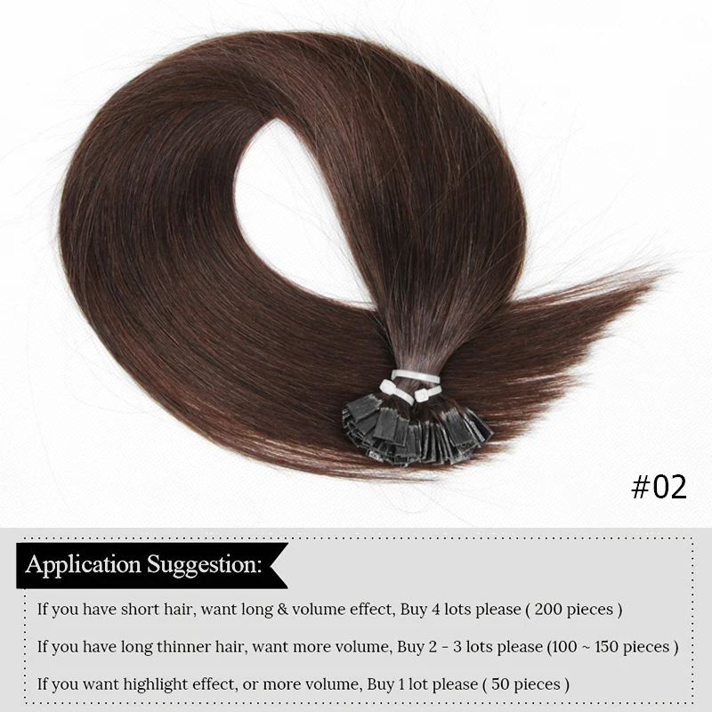 البني طرف مسطح وصلات شعر الشعر البشري 12-20 بوصة طرف مسطح وصلات شعر براون نصائح مسطحة وصلات شعر طبيعية 30 جرام 50 قطعة