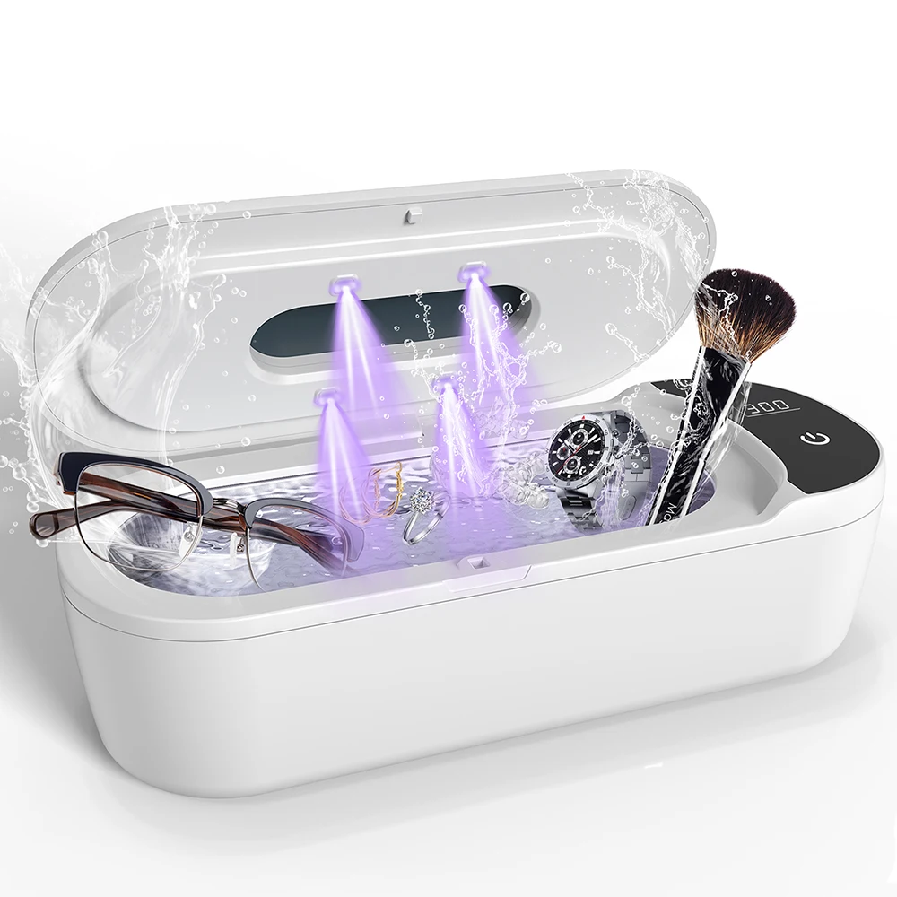 KUNPHY Dental Ultrasonic Retainer Cleaner Machine with UV Light Digital Timer for False Teeth Aligner Retainer Cleaning 400ML