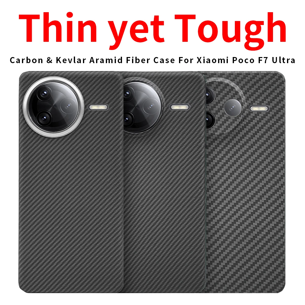 

For xiaomi poco f7 pro case carbon fiber 600d kevlar aramid fiber magsafe fabric thin hard redmi k80 cover magnetic balck Slim