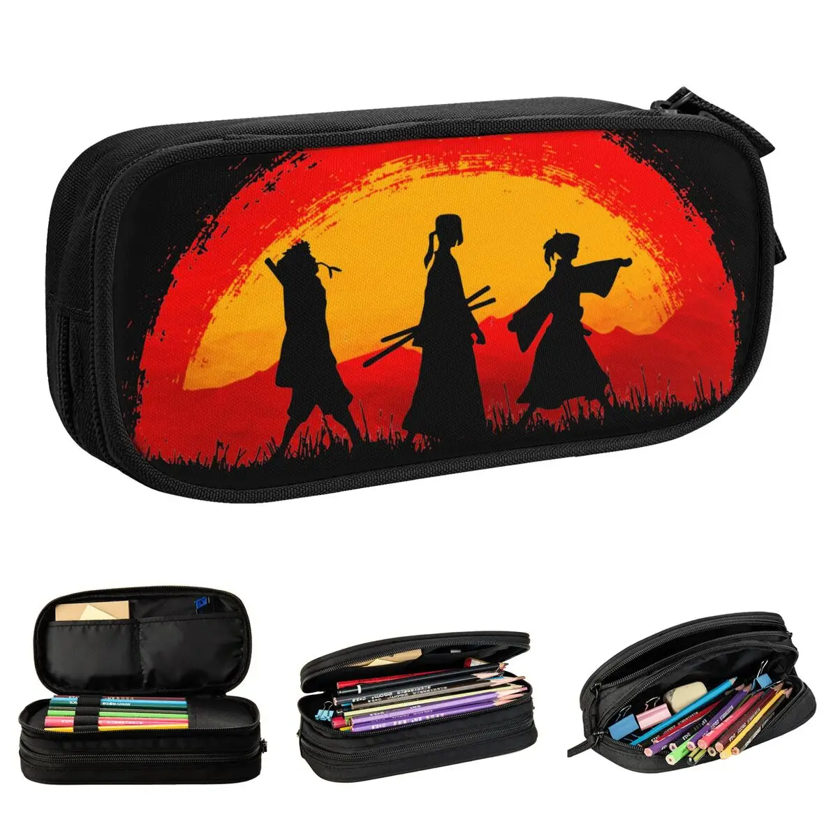 Samurai Champloo Walking On Sunset Pencil Case Fun Pen Bags Kids Large Storage Office Cosmetic Pencil Pouch