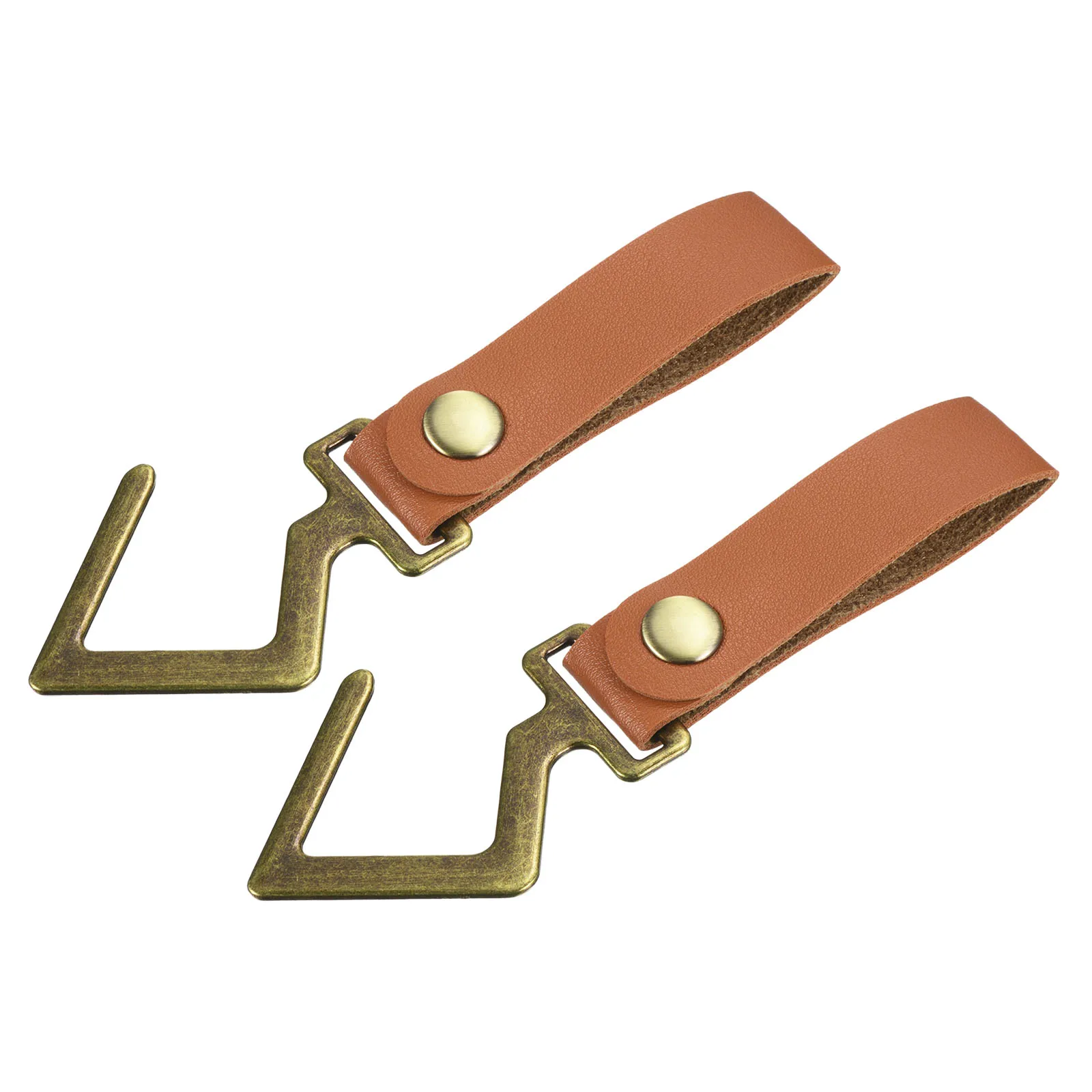 

PU Leather S Shelf Hooks Camping Hook Hanger Metal Outdoor Accessories for Hanging Pots Pans Utensils, Brown Pack of 2