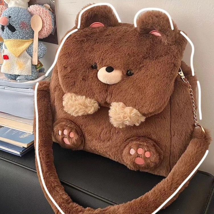 Japanese Cartoon Large Capacity Storage Bag Backpack Schoolbag Student Crossbody Bag School Bag Kawaii Plush Bear