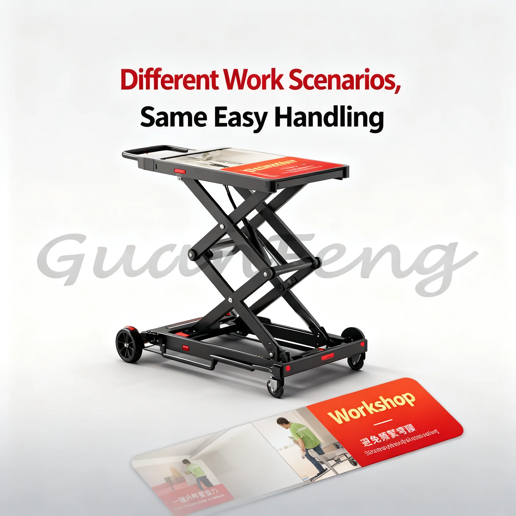 Foldable Mobile Electric Lifting Work Platform Trolley Heavy Duty Indoor Tile Construction Renovation