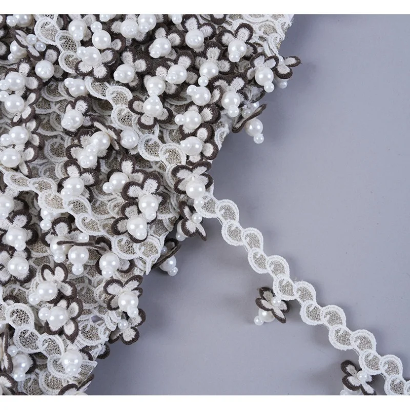 

6M/Lot 4cm Wide Pearl Beads Tassel Fringe Curtain Trims Sofa Cushion Valance Ribbon Belt DIY Sewing Trim Curtain Accessories