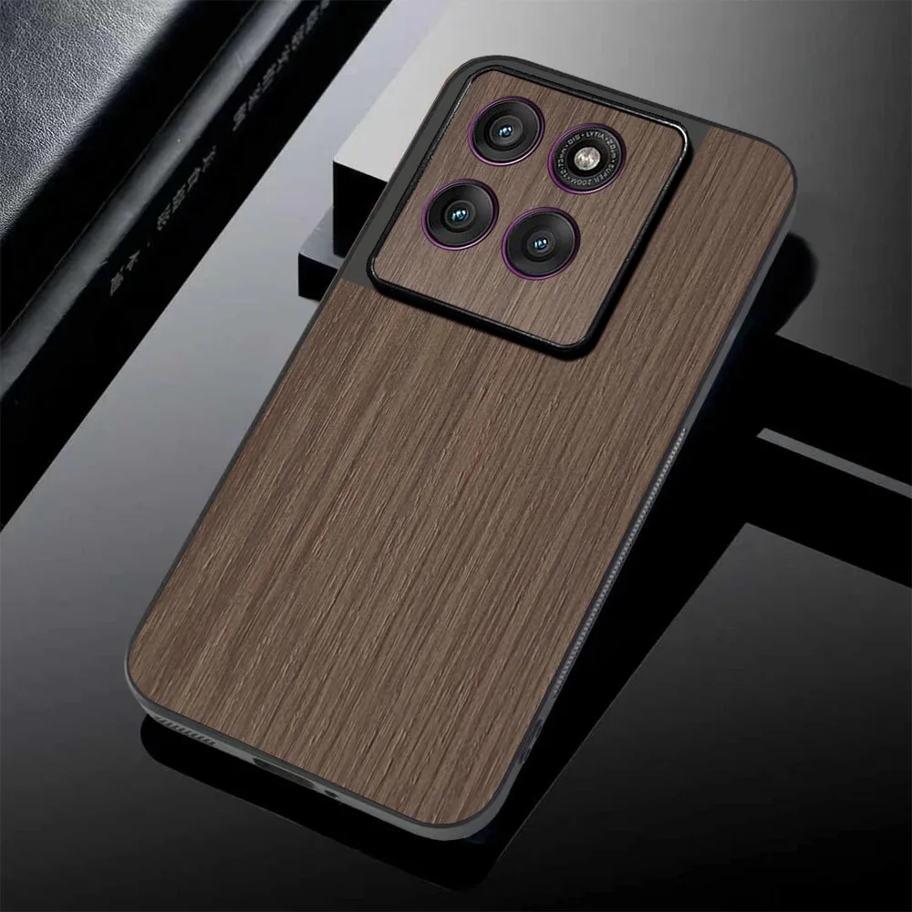 Holzmaserungshülle für Moto Edge 60 Pro, einzigartige natürliche Luxus-Lederhülle für Motorola Moto Edge 60 Hülle