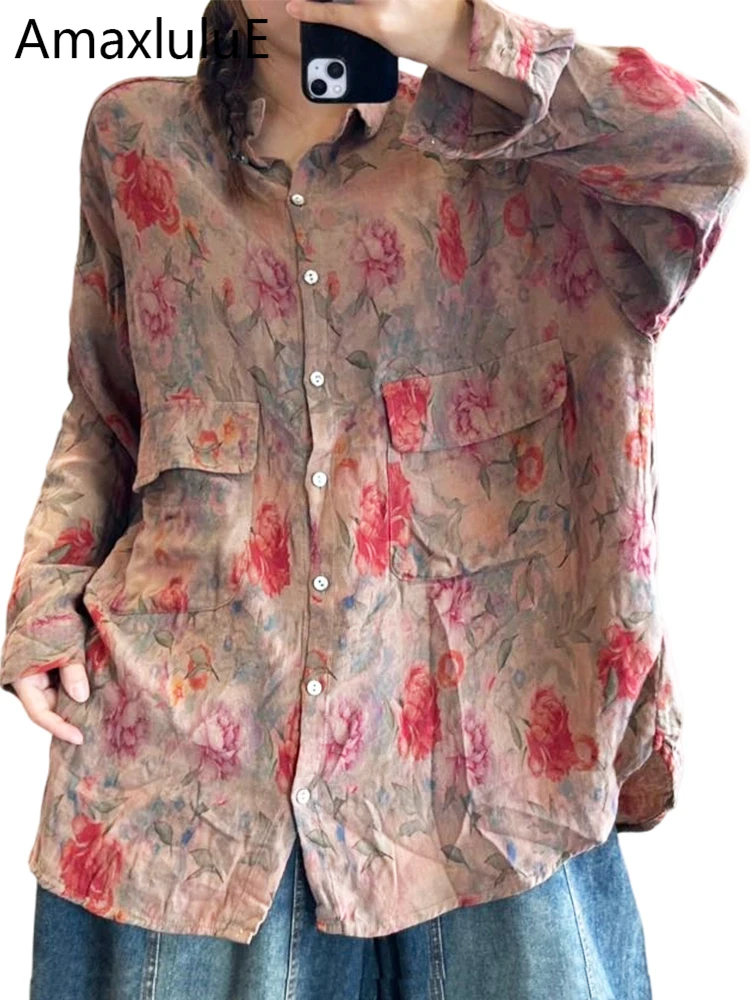 Amax LuluE 2026 Vintage clásico diseño chino Floral Tops señoras moda ocio camisas estampadas mujer primavera blusas elegantes