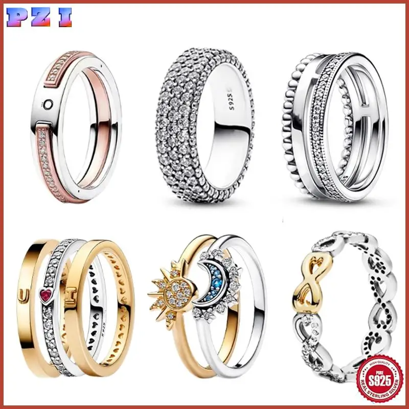 

2025 new creative folding with sun and moon ring suitable for women senior exquisite charm jewelry gift jewelry wholesale