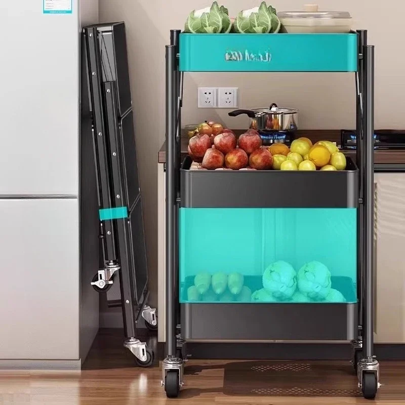 Portable Folding Kitchen Trolley Organizer Cart Rolling Storage Wheels Multipurpose Bathroom Pantry Carrito De Almacenamiento