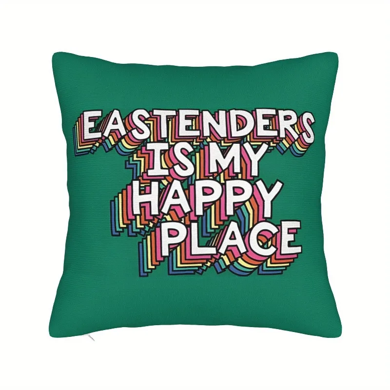 1pcs Short Plush Eastenders Is My Happy Place Pillow Cover 18x18 Inch Double Sided Print Cushion Case Home Decor