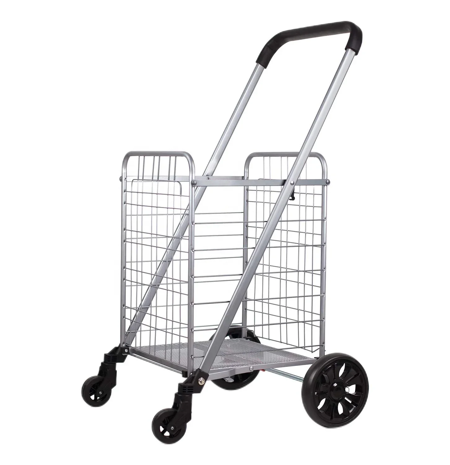 Tianyu Hand Truck Trolleys Bag Durable & Strong Metal Foldable Supermarket Shopping Luggage Collapsible Plastic Customized Logo