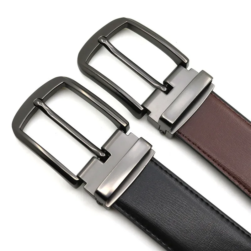 حزام جلد طبيعي للرجال بإبزيم تلقائي وحزام خصر كاجوال وحزام من جلد البقر قابل للتعديل لبنطلون الجينز (110-130 سم)